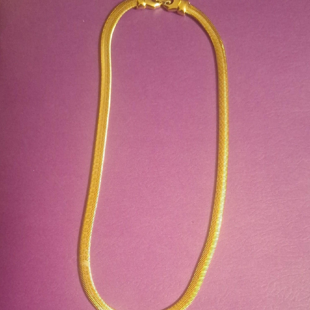 Vintage Monet Gold-Tone Flat Snake Skin Necklace 20"